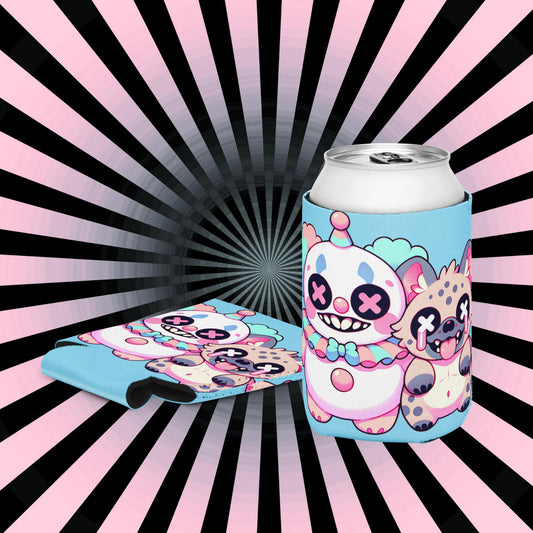 Creepy Cute Clowncore Clown & Hyena Coozie Weirdcore Pastel Grunge Hyena Clown Beverage Holder
