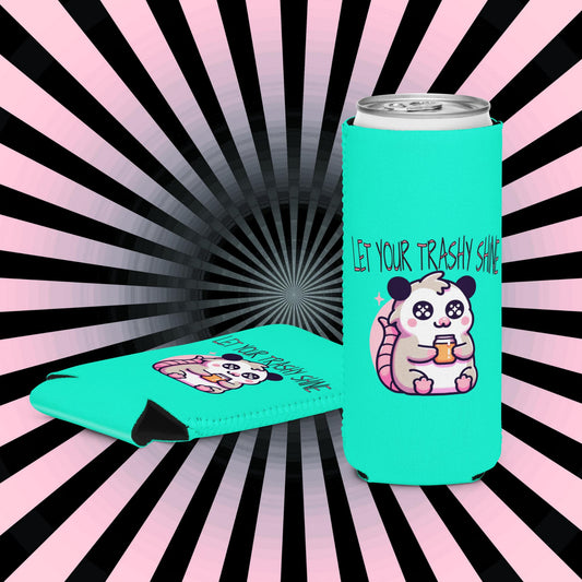 Pastel Goth Weirdcore Let Your Trashy Shine Beer Cozie Grunge Armadillo Can Cooler Koozie