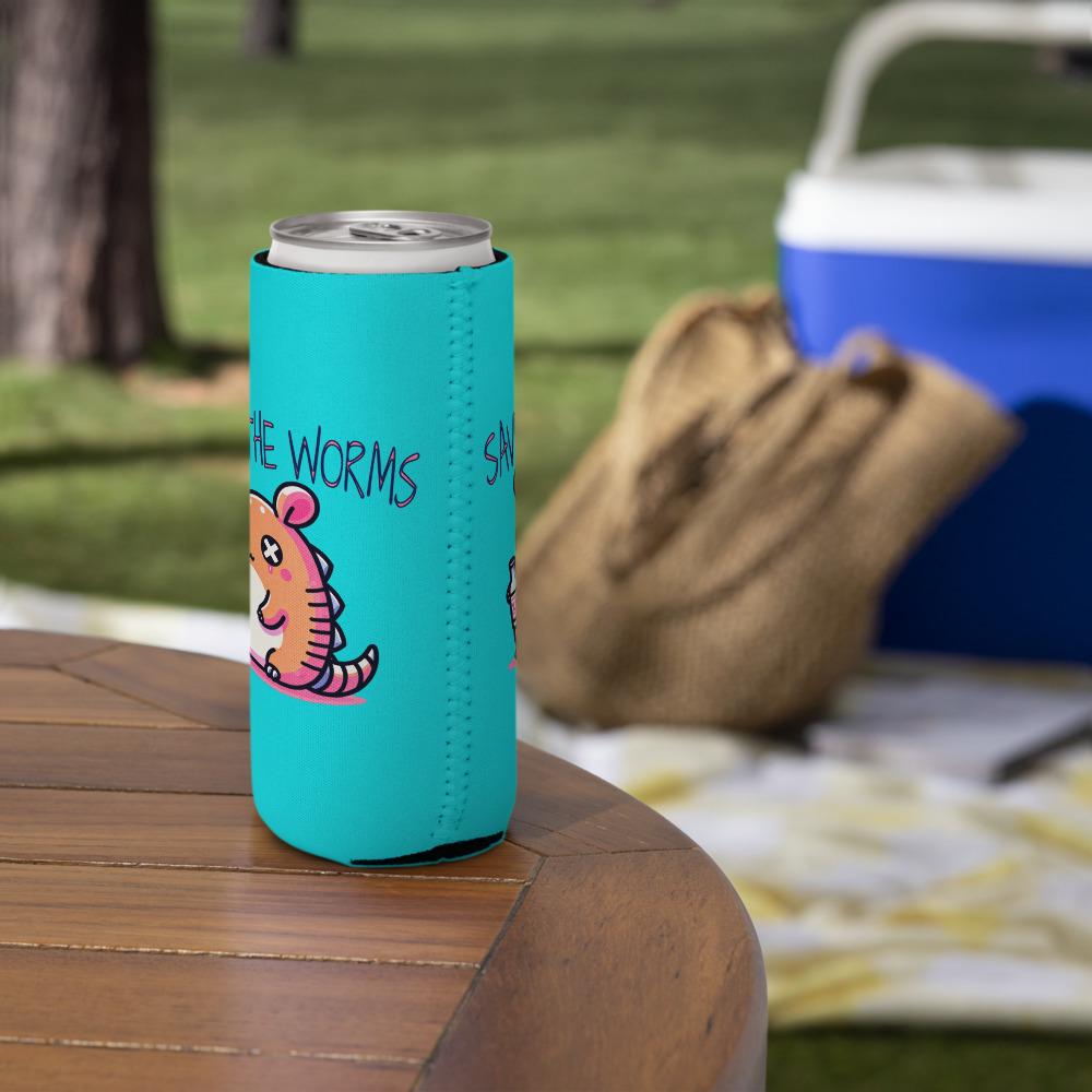 Weirdcore Kawaii Armadillo Can Cooler Beer Pastel Goth Grunge Cozie Save the Worms Beverage Koozie