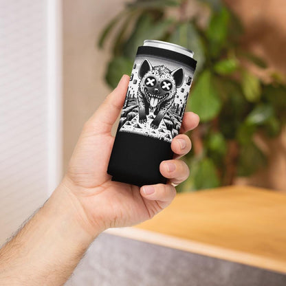 Trippy Psychedelic Gore Weirdcore Hyena Cozie Grunge Goth Spotted Hyena Pixel Art Game Beverage Holder