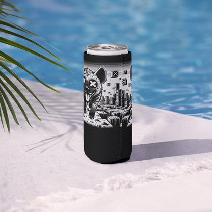 Trippy Psychedelic Gore Weirdcore Hyena Cozie Grunge Goth Spotted Hyena Pixel Art Game Beverage Holder