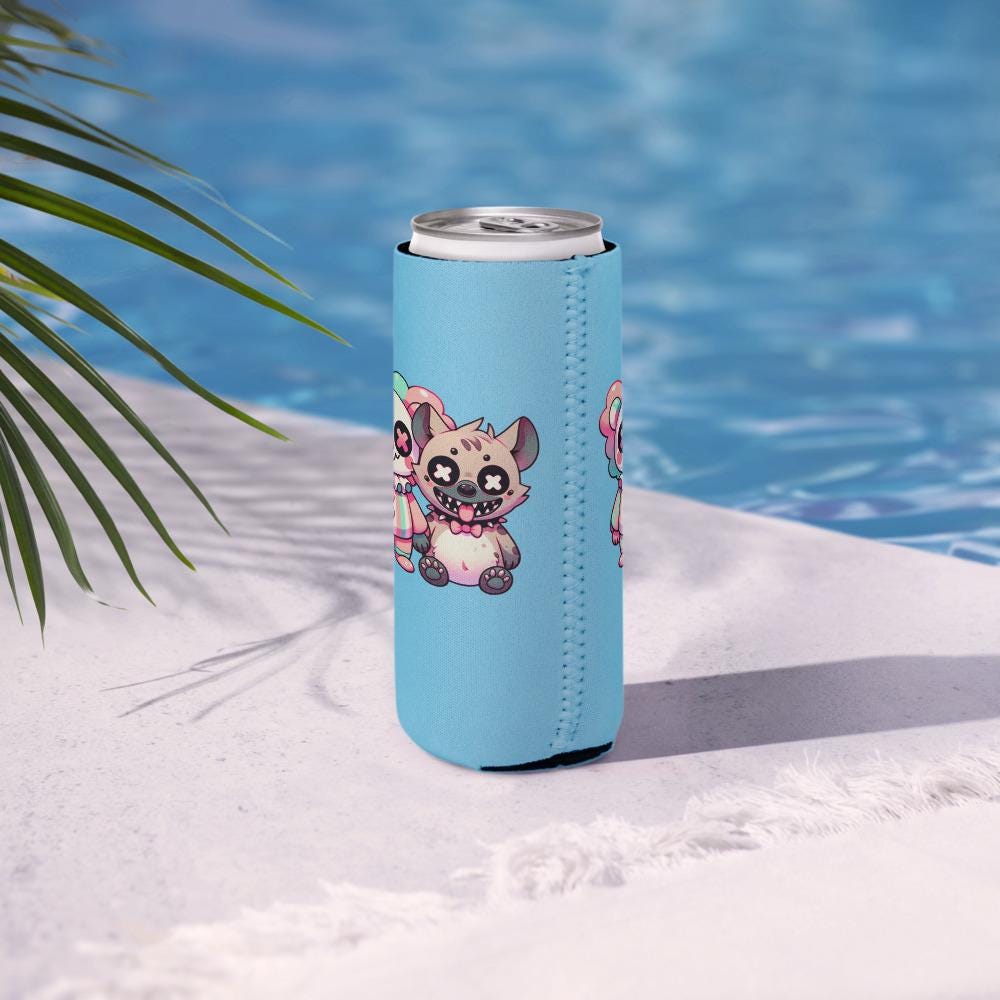Spooky Creepy Cute Hyena Clown Pals Beer Holder Clowncore Weirdcore Friends Beverage Cozie