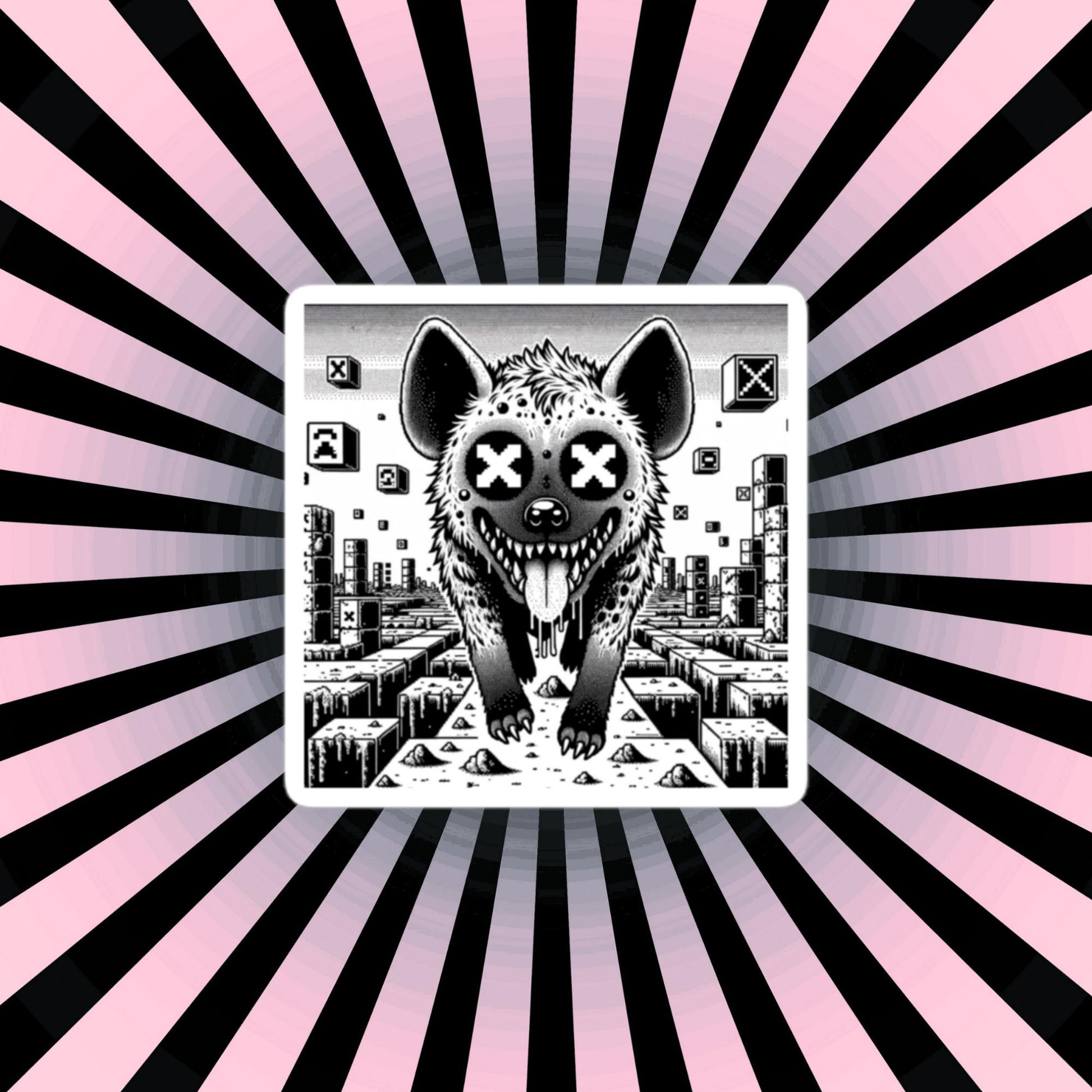 Weirdcore Trippy Video Game Pixel Hyena Waterproof Vinyl Sticker