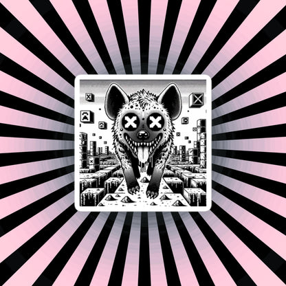 Weirdcore Trippy Video Game Pixel Hyena Waterproof Vinyl Sticker