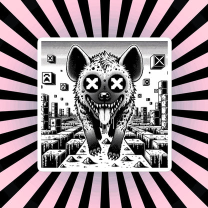 Weirdcore Trippy Video Game Pixel Hyena Waterproof Vinyl Sticker