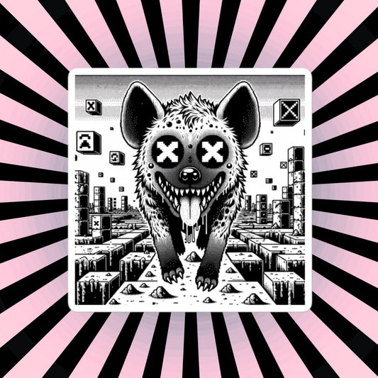 Weirdcore Trippy Video Game Pixel Hyena Waterproof Vinyl Sticker