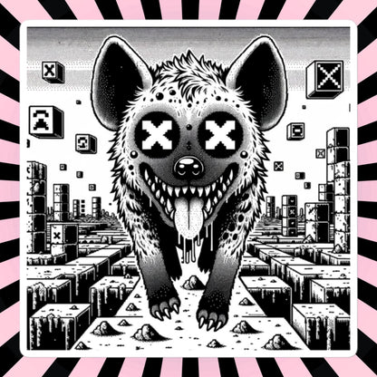 Weirdcore Trippy Video Game Pixel Hyena Waterproof Vinyl Sticker