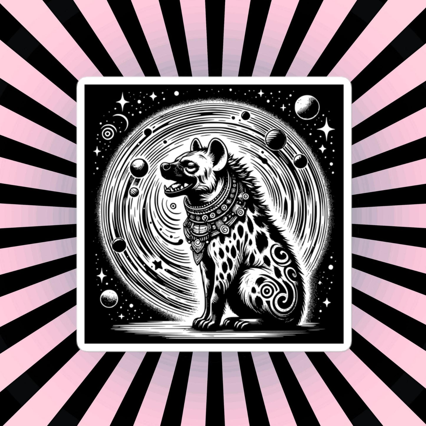Weirdcore Cosmic Shaman Hyena Waterproof Vinyl Sticker