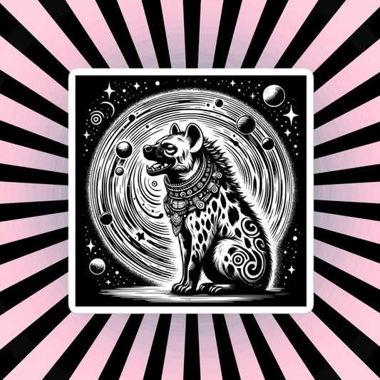 Weirdcore Cosmic Shaman Hyena Waterproof Vinyl Sticker