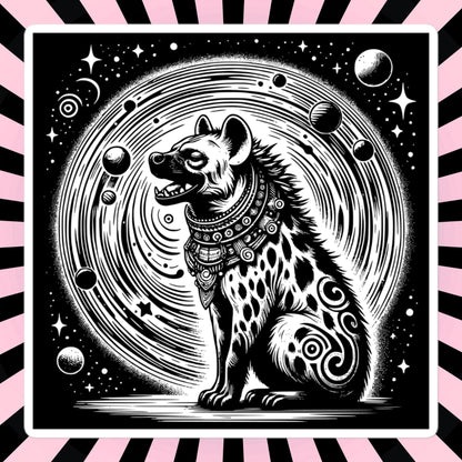 Weirdcore Cosmic Shaman Hyena Waterproof Vinyl Sticker