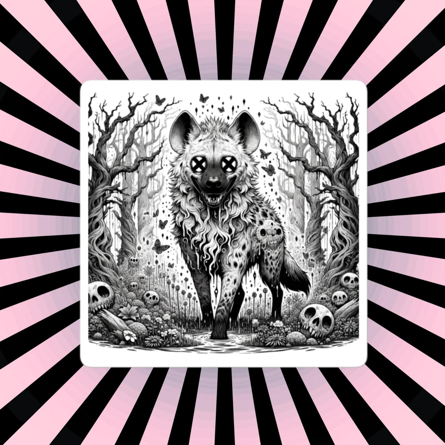 Dark Forest Spooky Creepy Weirdcore Hyena Waterproof Vinyl Sticker