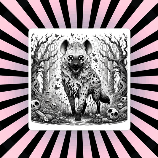 Dark Forest Spooky Creepy Weirdcore Hyena Waterproof Vinyl Sticker