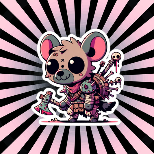 Dystopian Creepy Cute Weirdcore Zombie Hyena Kawaii Waterproof Vinyl Sticker