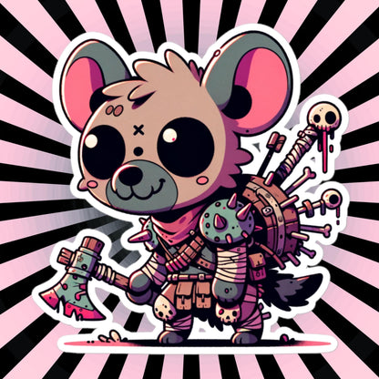 Dystopian Creepy Cute Weirdcore Zombie Hyena Kawaii Waterproof Vinyl Sticker