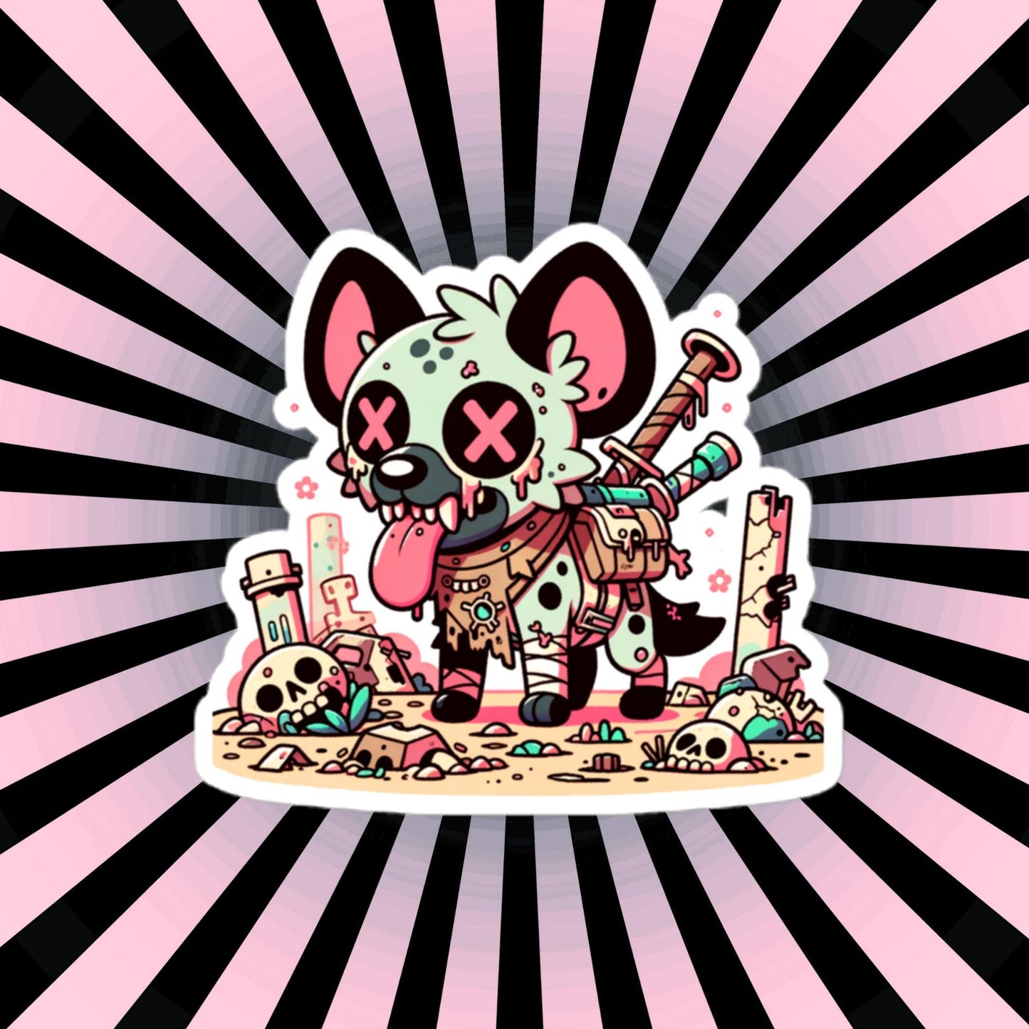 Weirdcore Gore Zombie Hyena Grunge Waterproof Vinyl Sticker