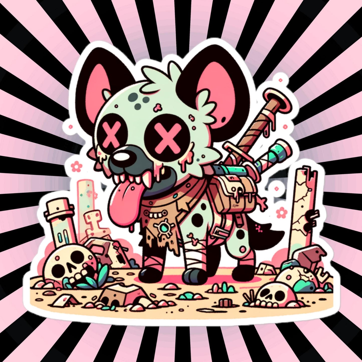 Weirdcore Gore Zombie Hyena Grunge Waterproof Vinyl Sticker