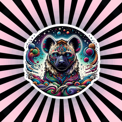 Galactic Cosmic Weirdcore Colorful Hyena Waterproof Vinyl Sticker