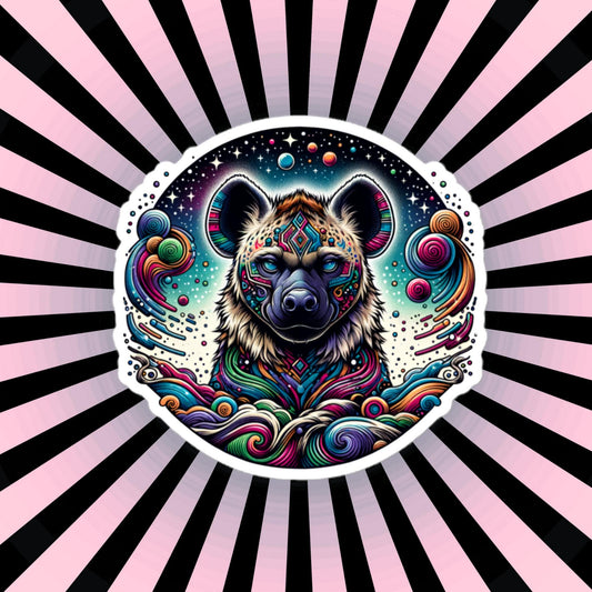 Galactic Cosmic Weirdcore Colorful Hyena Waterproof Vinyl Sticker