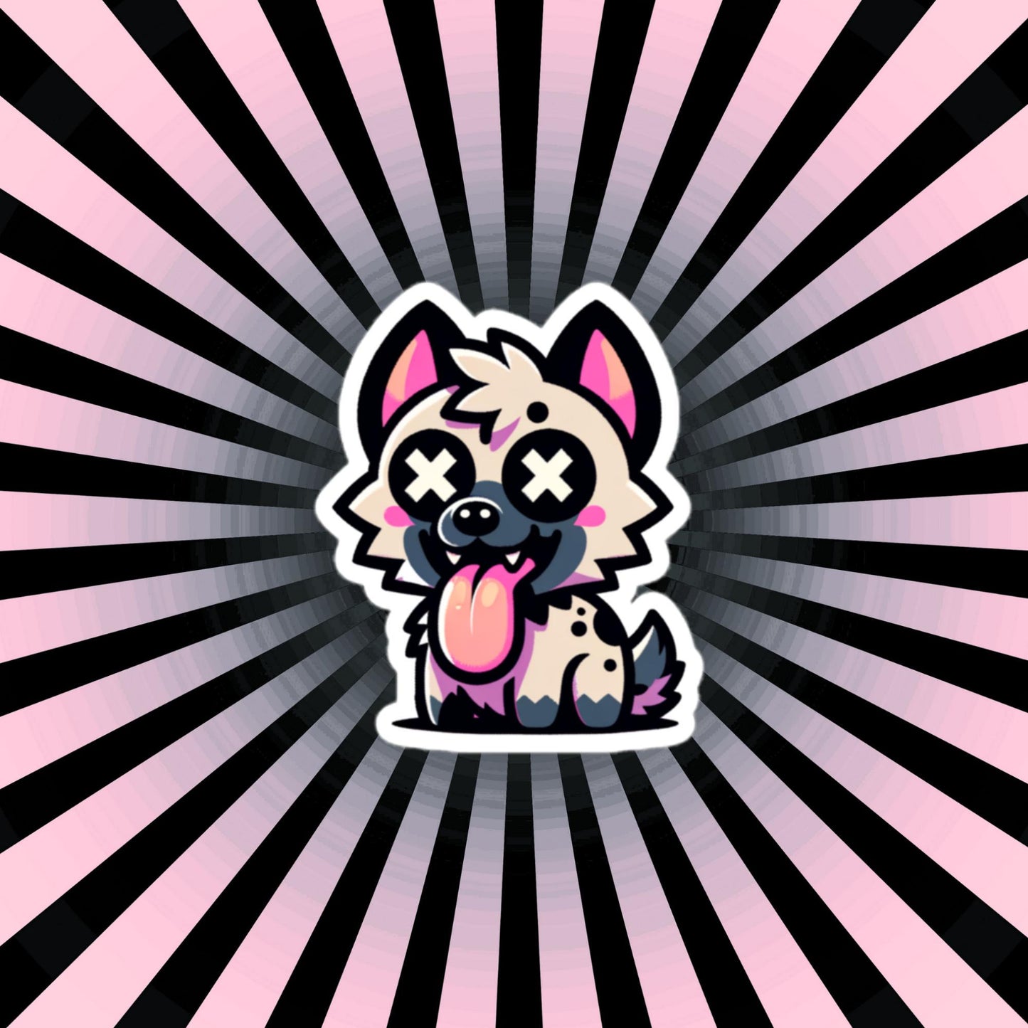 Creepy Cute Weirdcore Kawaii Hyena Waterproof Grunge Vinyl Sticker