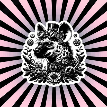 Weirdcore Steampunk Floral Gears Punk Grunge Hyena Waterproof Vinyl Sticker