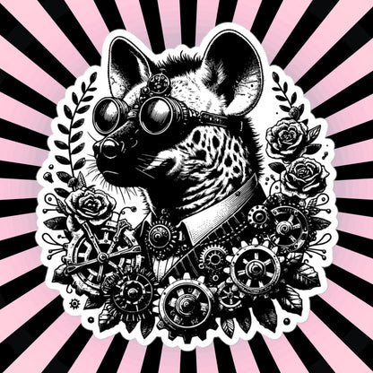 Steampunk Grunge Gears Weirdcore Hyena Waterproof Vinyl Sticker