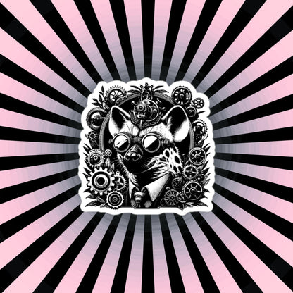 Industrial Steampunk Weirdcore Hyena Waterproof Vinyl Sticker