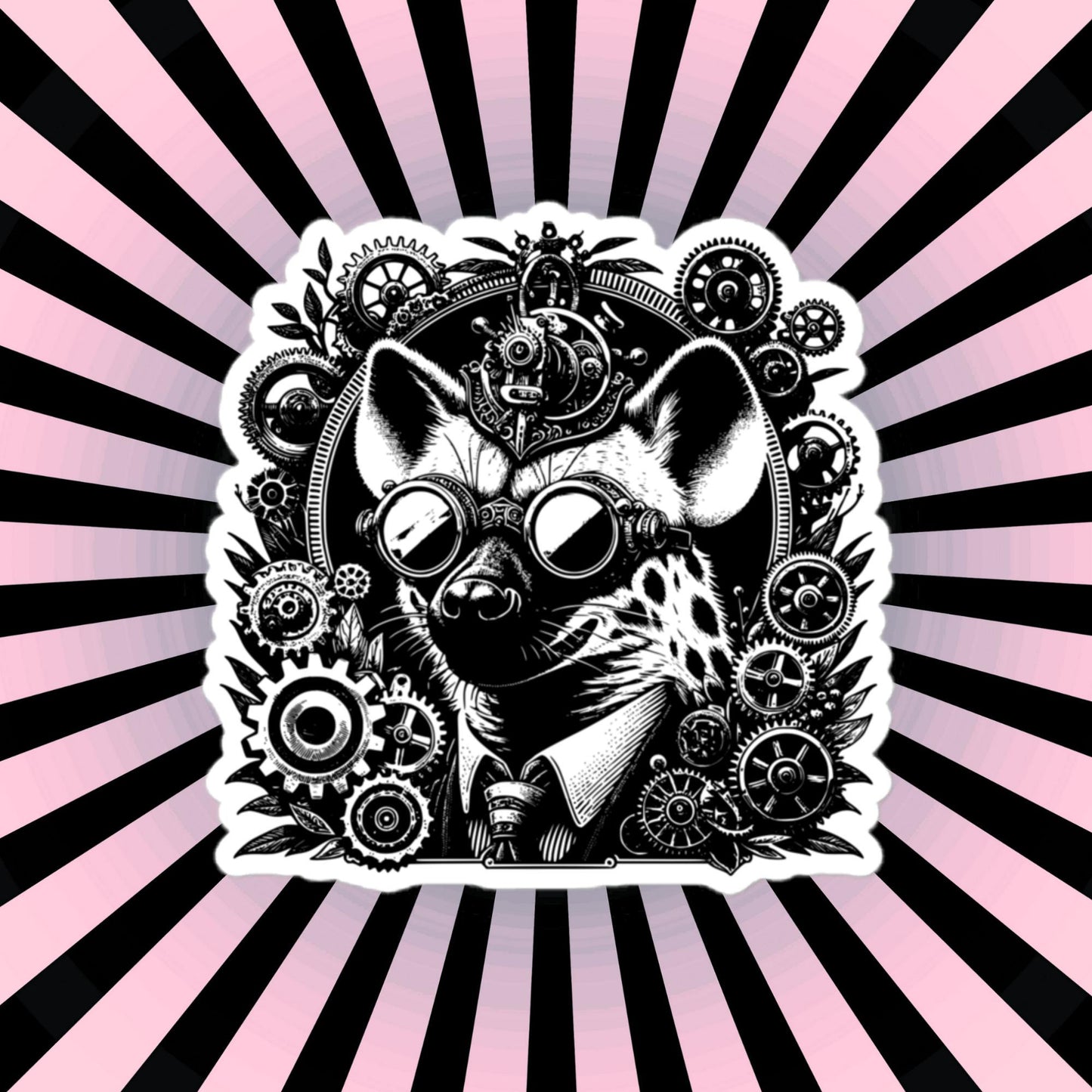 Industrial Steampunk Weirdcore Hyena Waterproof Vinyl Sticker