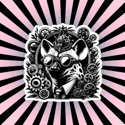 Industrial Steampunk Weirdcore Hyena Waterproof Vinyl Sticker