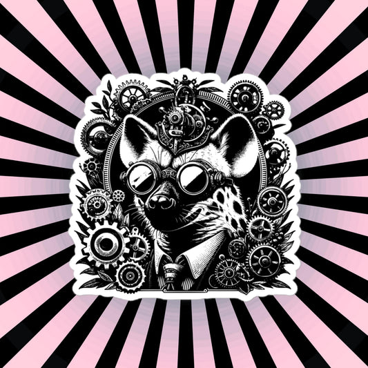 Industrial Steampunk Weirdcore Hyena Waterproof Vinyl Sticker