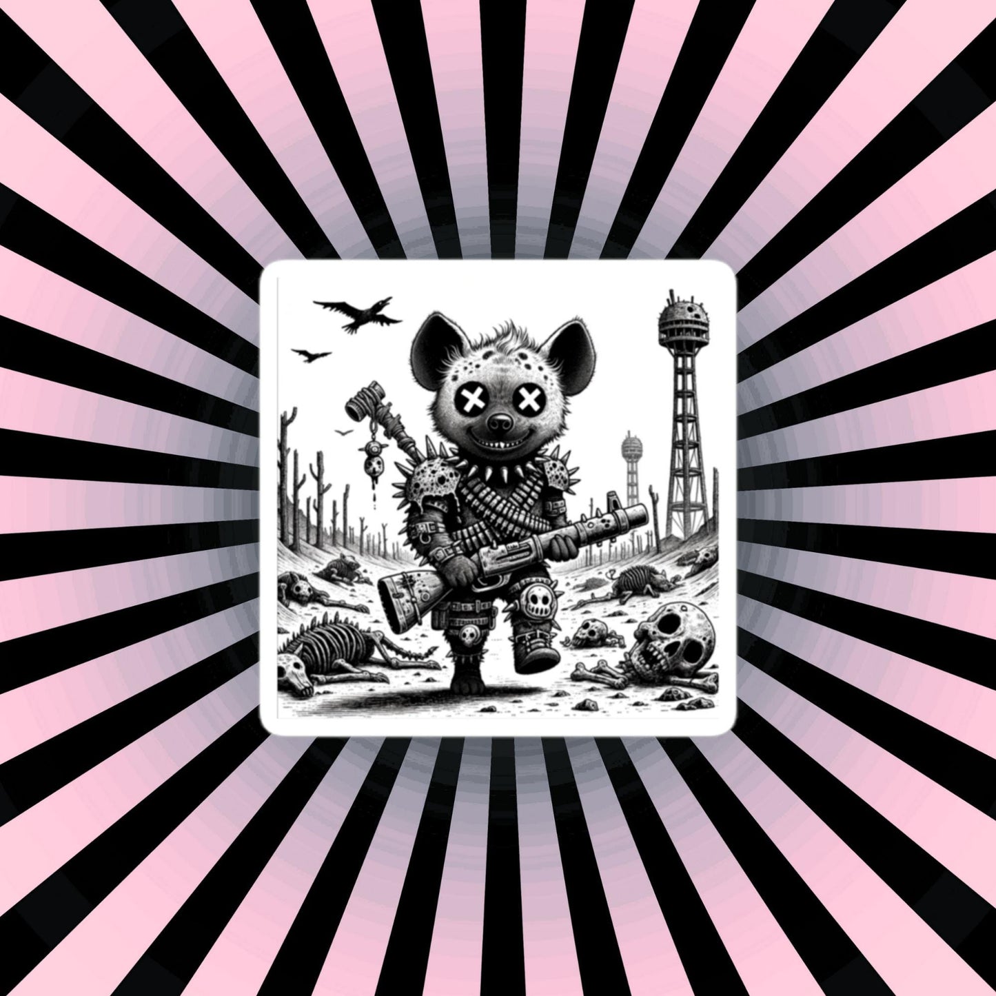 Creepy Cute Apocalypse Dystopian Hyena Waterproof Vinyl Sticker