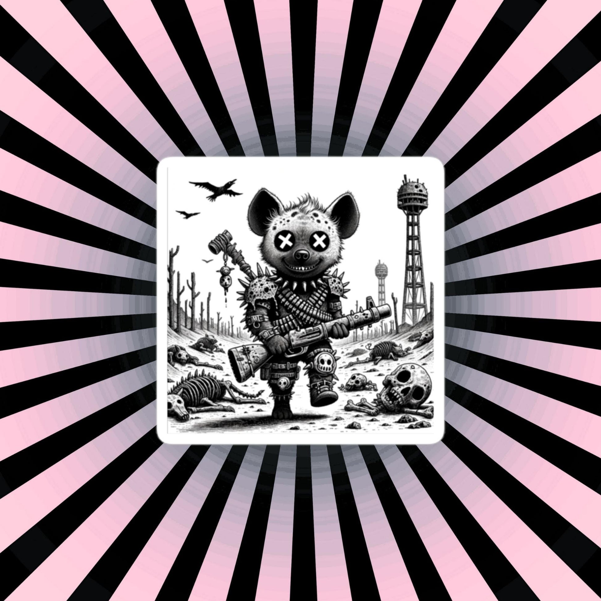 Creepy Cute Apocalypse Dystopian Hyena Waterproof Vinyl Sticker