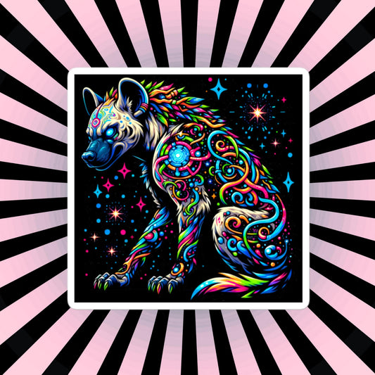 Cosmic galactic Trippy Powerful Hyena Weirdcore Trippy Waterproof Vinyl Sticker