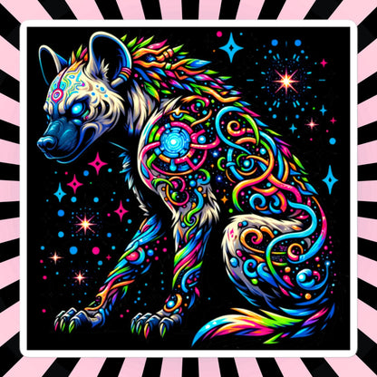 Cosmic galactic Trippy Powerful Hyena Weirdcore Trippy Waterproof Vinyl Sticker
