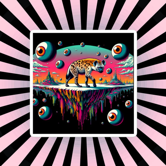 Dark Trippy Eye Balls Dimensional Art Hyena Dark Travels Waterproof Vinyl Hyena
