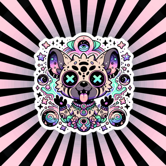 DMT Trippy Pastel Goth Creepy Cute Hyena Waterproof Vinyl Sticker