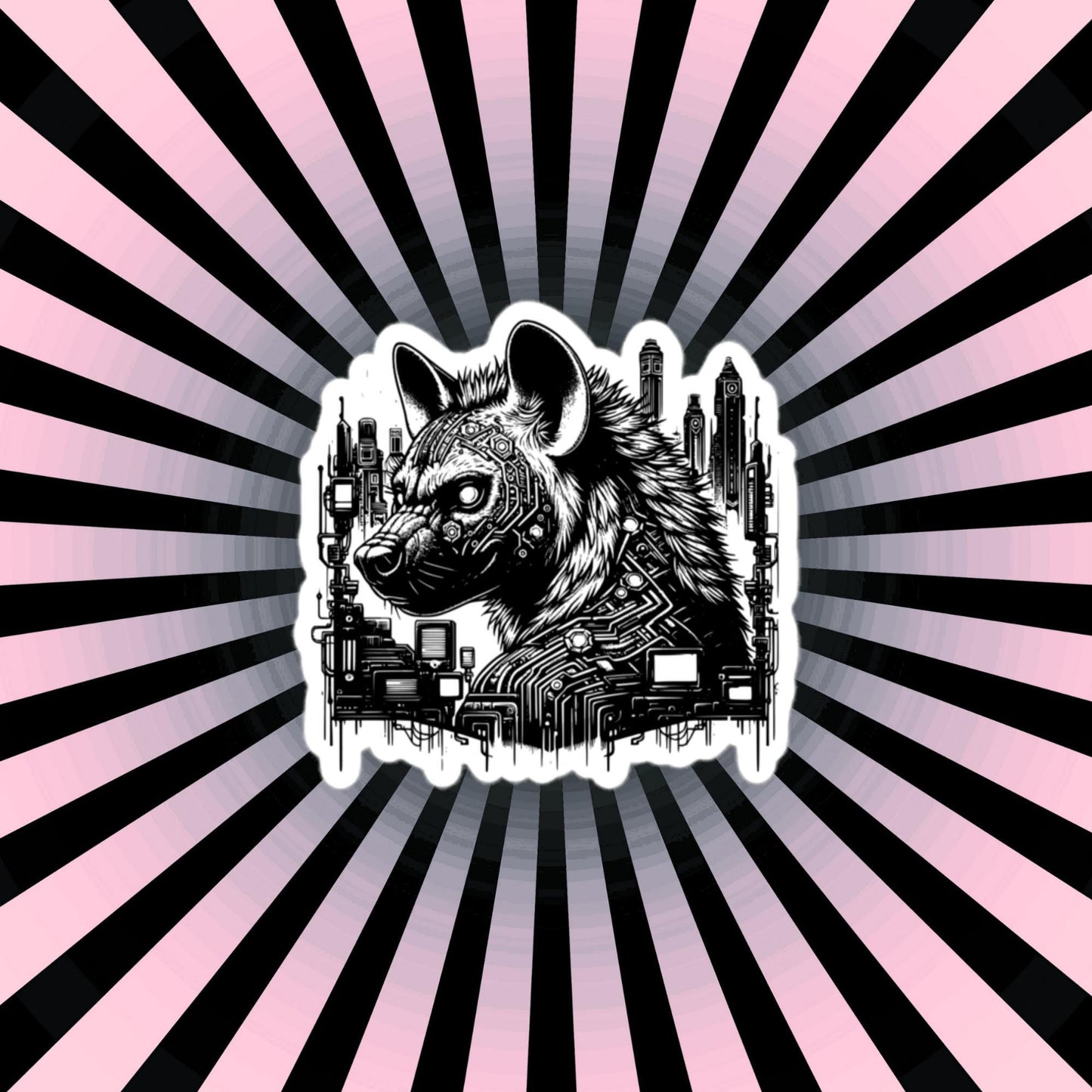 Industrial Cityscape Tech Weirdcore Hyena Grunge Waterproof Vinyl Sticker