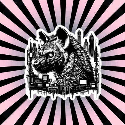 Industrial Cityscape Tech Weirdcore Hyena Grunge Waterproof Vinyl Sticker