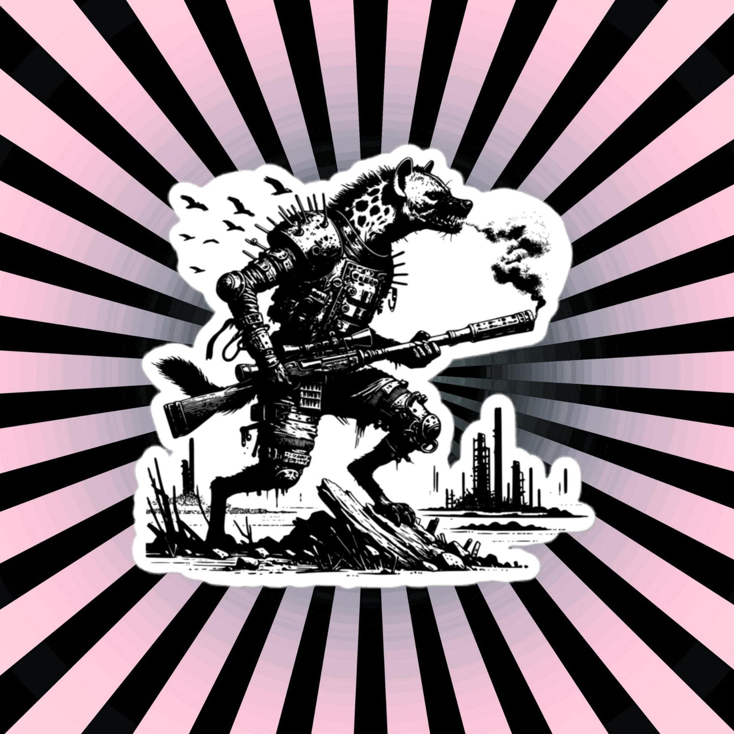 Apocalyptic Gothic Dystopian Grunge Hyena Vinyl Sticker