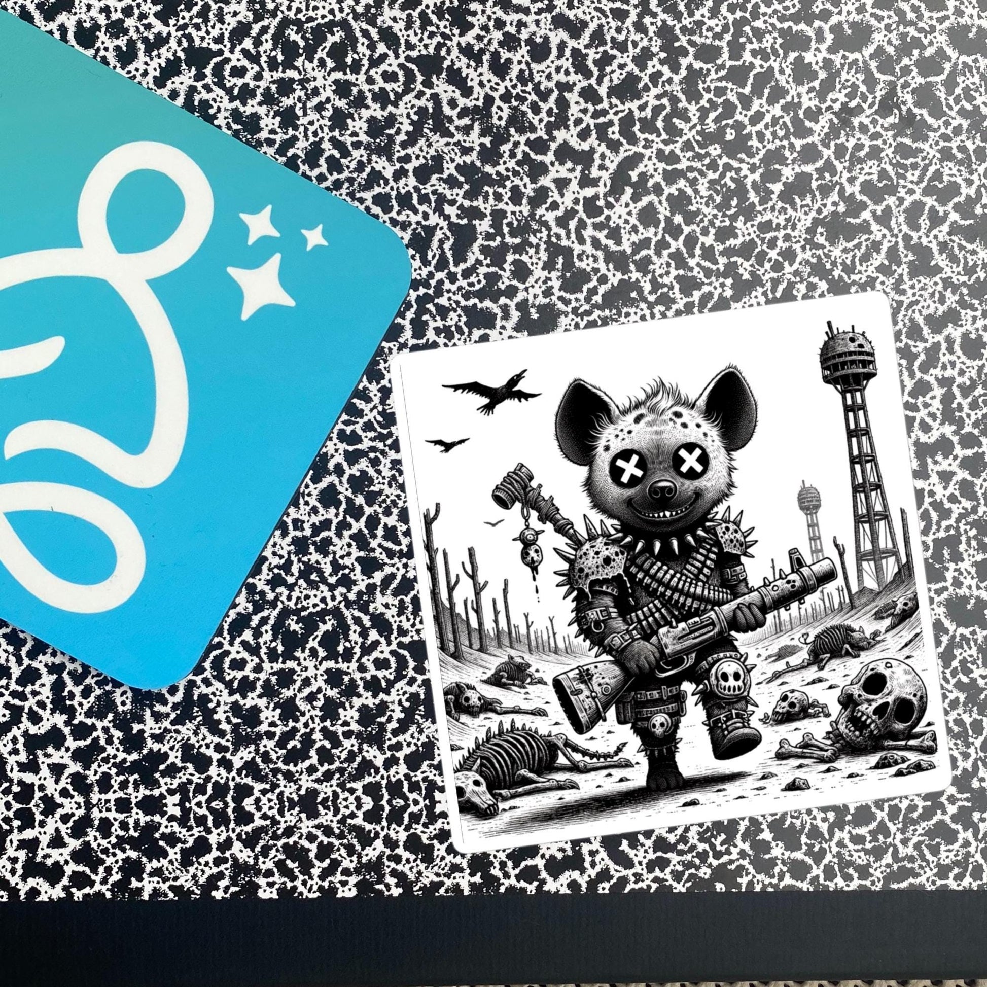 Creepy Cute Apocalypse Dystopian Hyena Waterproof Vinyl Sticker