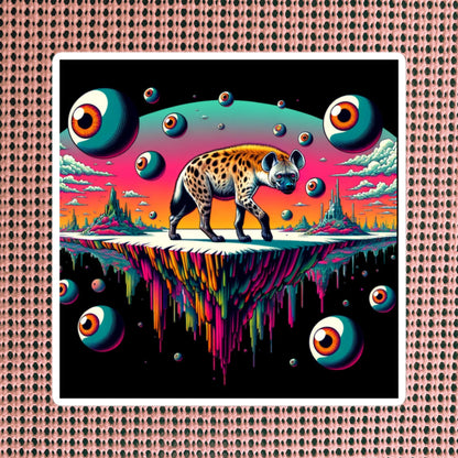 Dark Trippy Eye Balls Dimensional Art Hyena Dark Travels Waterproof Vinyl Hyena