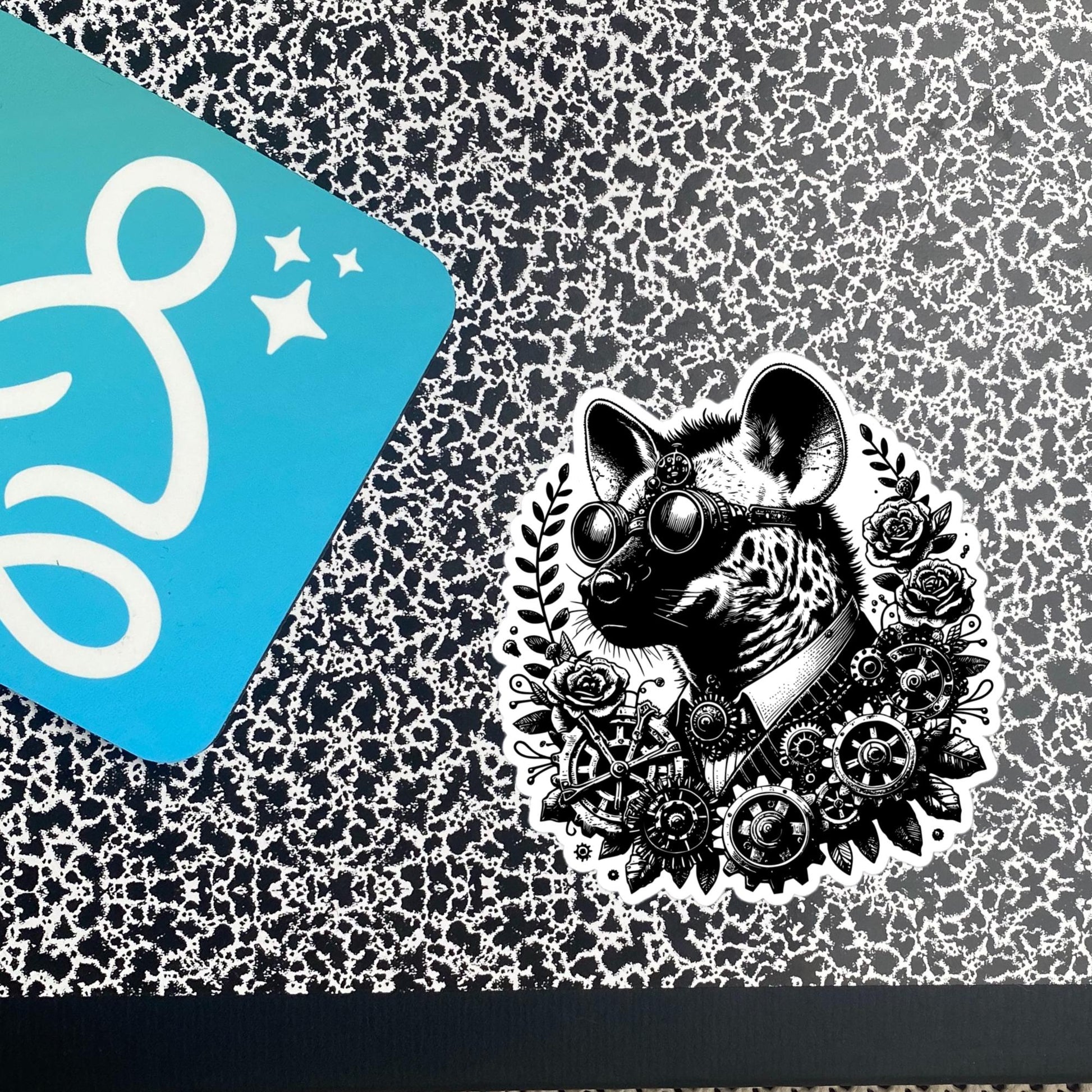 Steampunk Grunge Gears Weirdcore Hyena Waterproof Vinyl Sticker