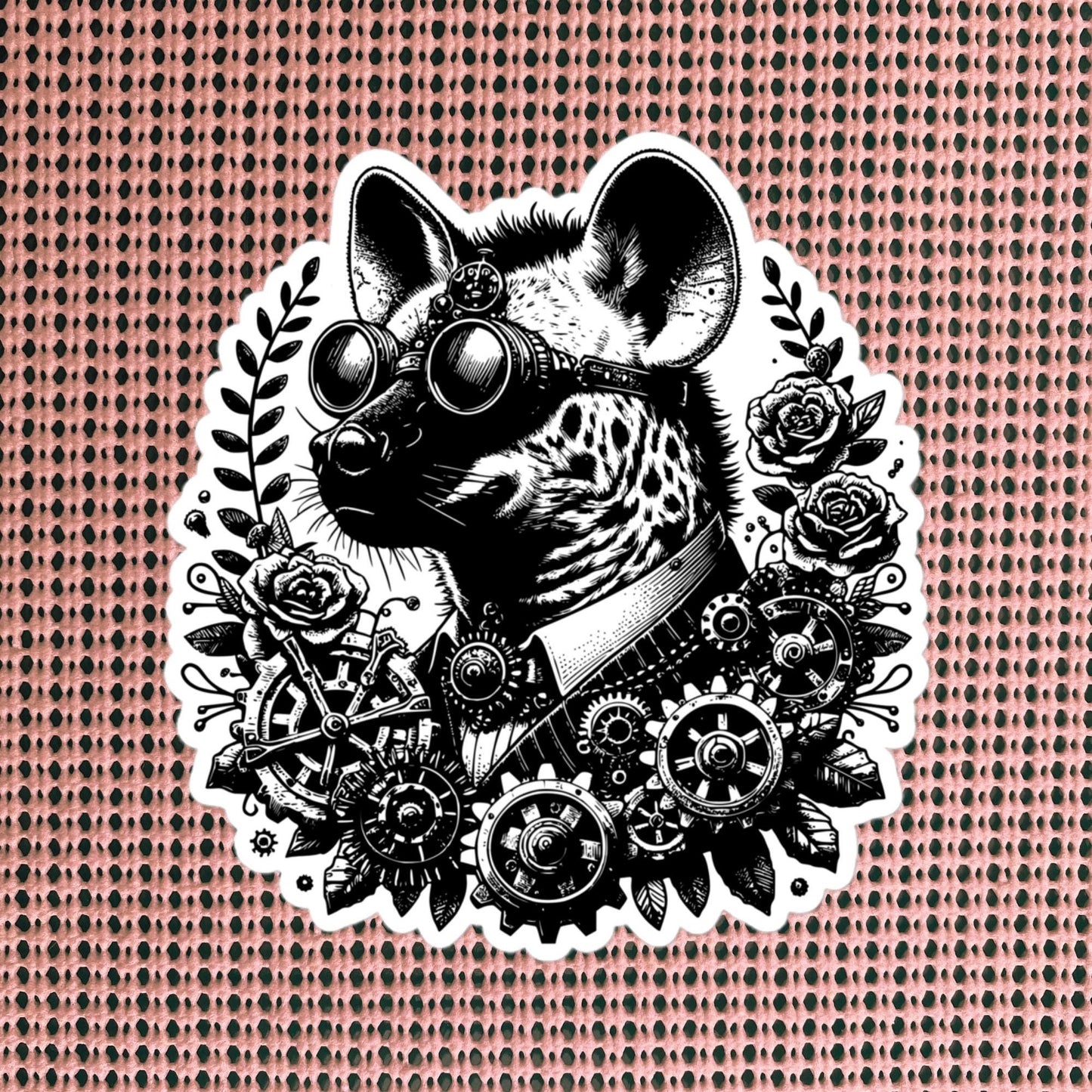 Steampunk Grunge Gears Weirdcore Hyena Waterproof Vinyl Sticker