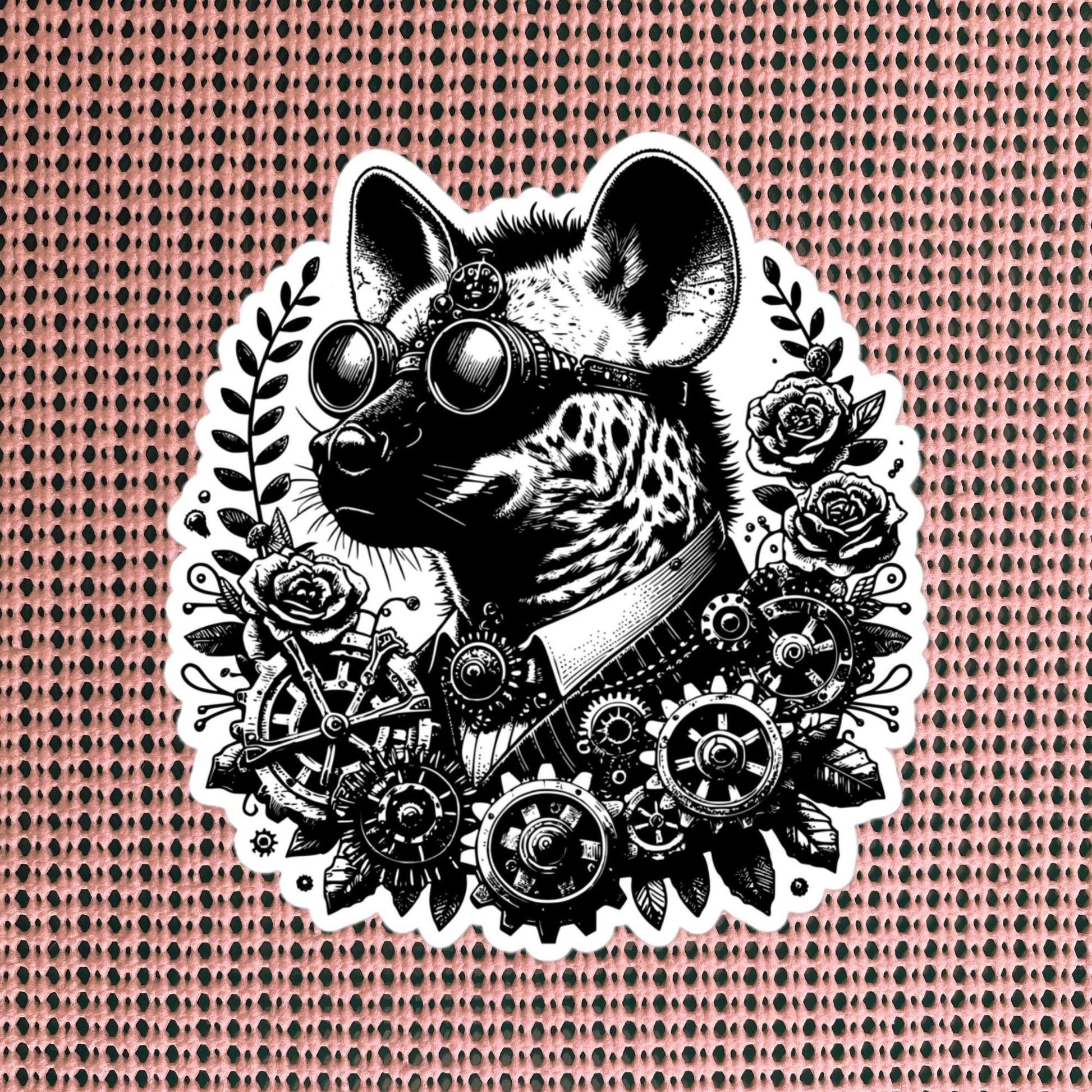 Steampunk Grunge Gears Weirdcore Hyena Waterproof Vinyl Sticker