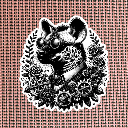 Steampunk Grunge Gears Weirdcore Hyena Waterproof Vinyl Sticker