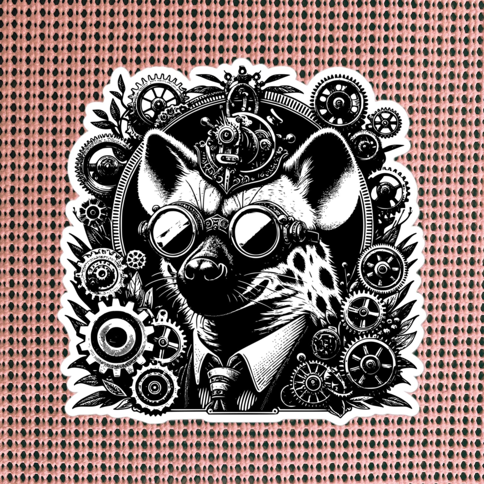 Industrial Steampunk Weirdcore Hyena Waterproof Vinyl Sticker