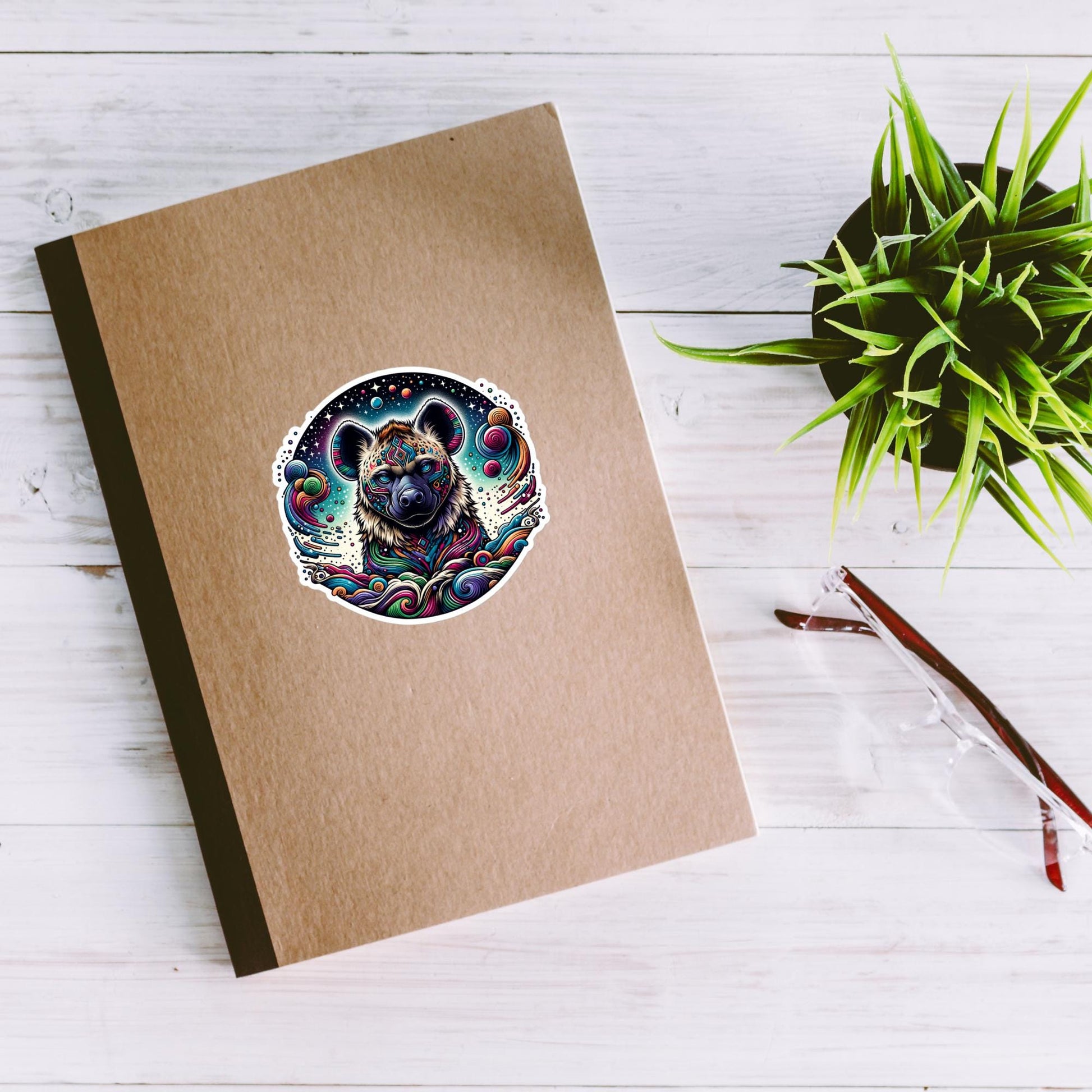 Galactic Cosmic Weirdcore Colorful Hyena Waterproof Vinyl Sticker