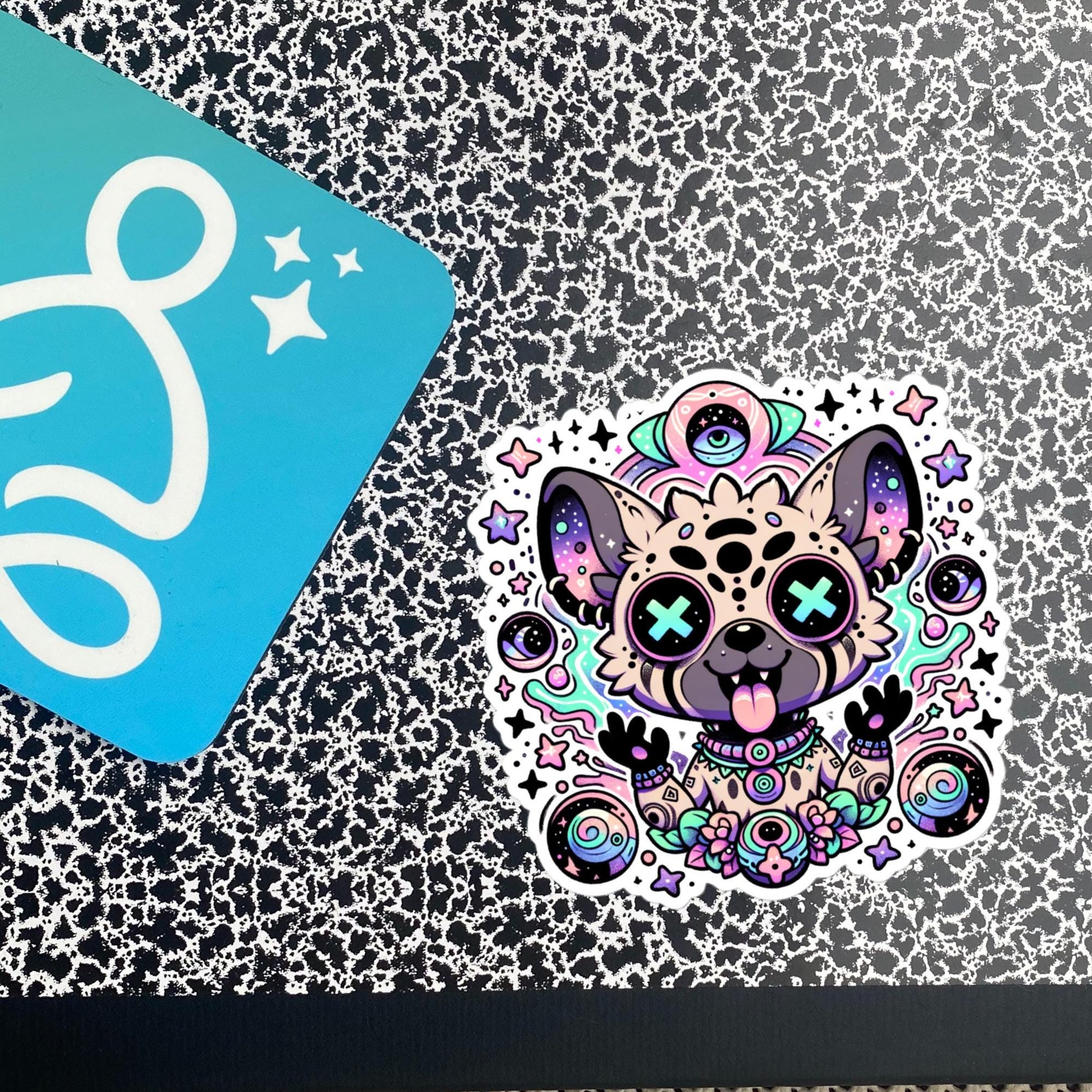 DMT Trippy Pastel Goth Creepy Cute Hyena Waterproof Vinyl Sticker