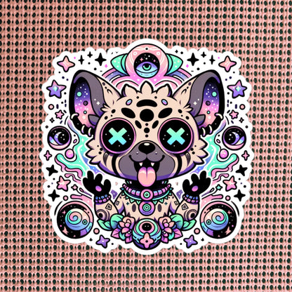 DMT Trippy Pastel Goth Creepy Cute Hyena Waterproof Vinyl Sticker