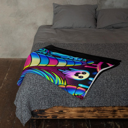 Halloween Candy Gore Scared Ghost Throw Blanket Horror Neon Goth Y2K Grunge Room Decor