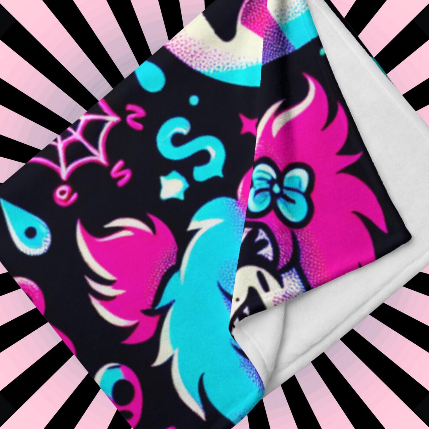 Blanket Candy Gore Y2K Grunge Halloween Throw Blanket Neon Goth Spooky Weirdcore Decor
